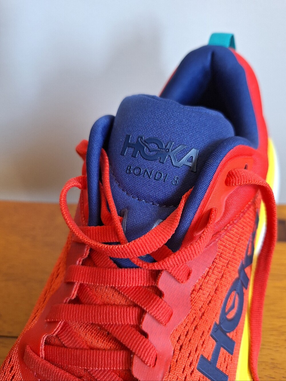 HOKA Bondi 8 Men's Red & Yellow  Size 8D - Picture 11 of 12